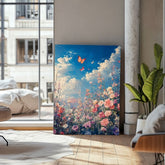 Ζωγραφική Πεταλούδες στο ανθισμένο λιβάδι - Πολύχρωμη κομψότητα